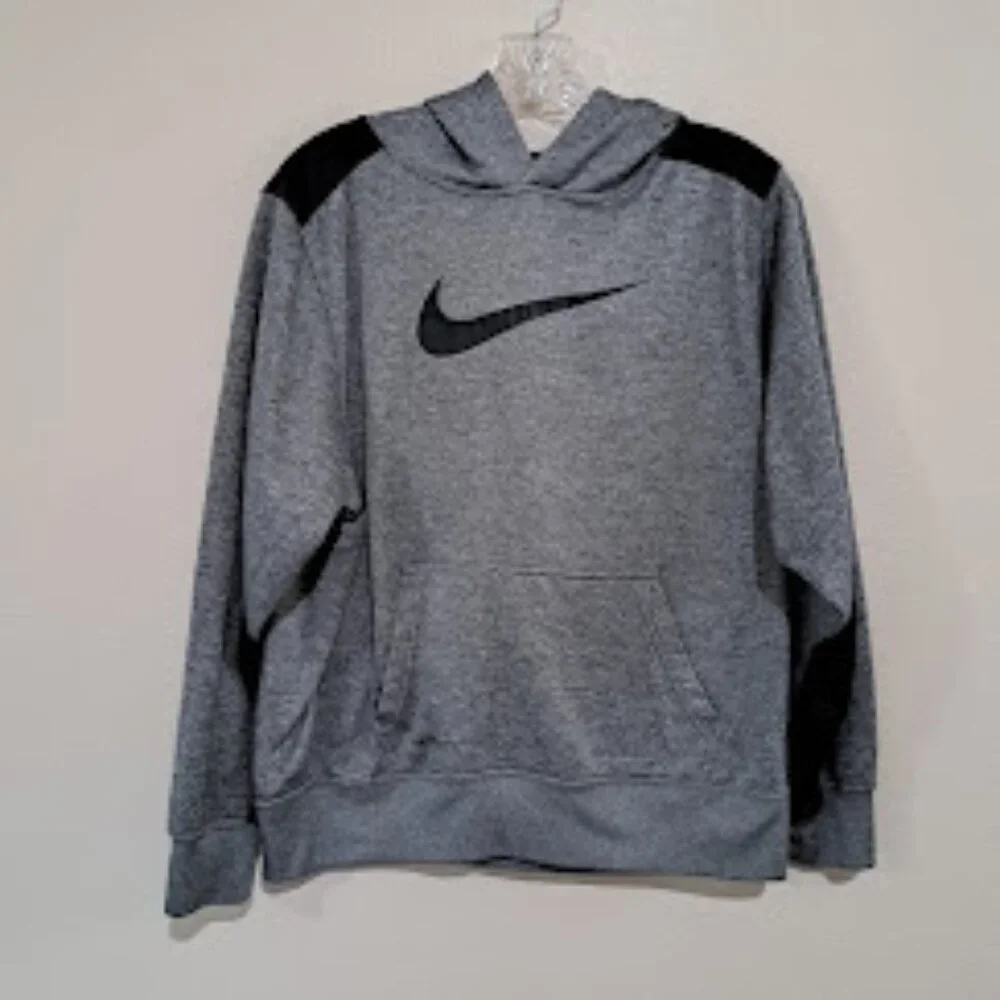 Nike Youth‎ XL Hoodie Grey and black Therma-Fit Long sleeve